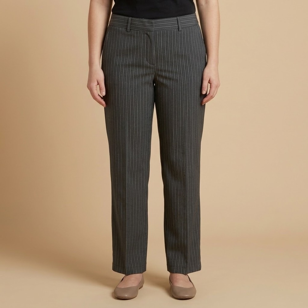 Dockers Women Pinstripe Dress Pants Slate Grey Straight Leg EUC